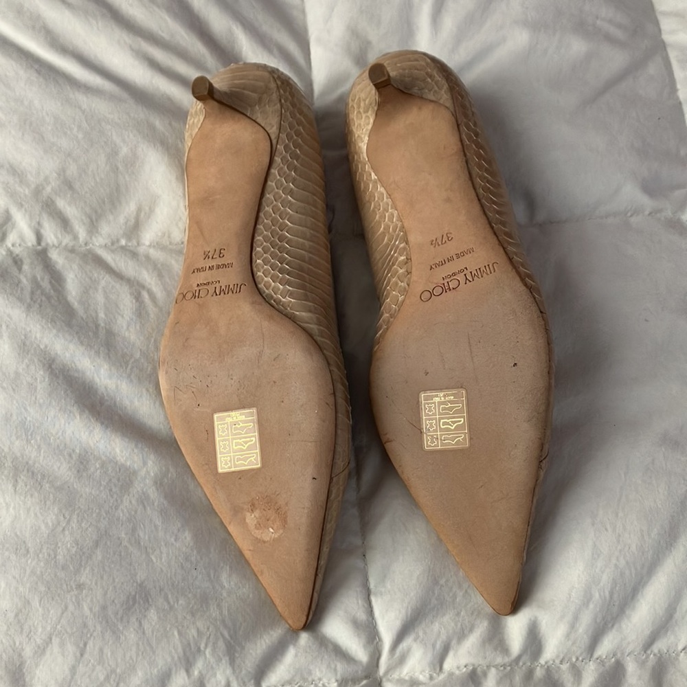 Jimmy Choo Nude Snakeskin Kitten Heels- fits 36.5 or small 37, runs small! - Picture 2 of 6